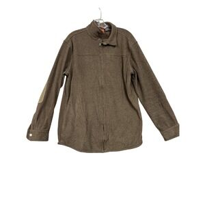 Merrell Jacket Mens Medium Brown Knit Full Zip Elbow Patch Select Regulate